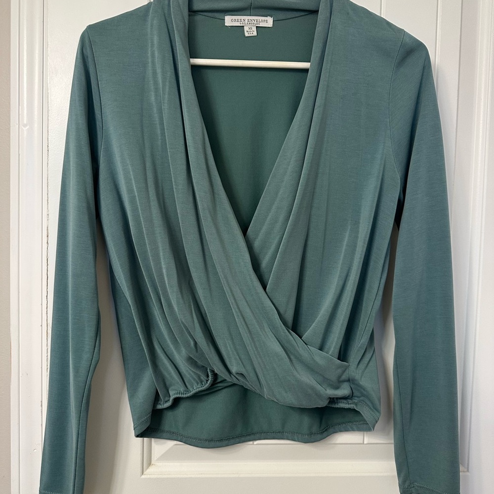 Green Envelope Seafoam Open Front Cardigan